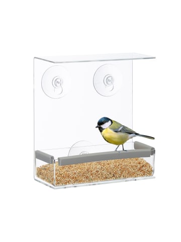 relaxdays 4x Vogelfutterhaus in Transparent