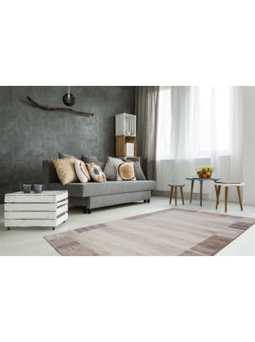 Kayoom Kurzflor Teppich Falkland in beige - silber - rechteckig
