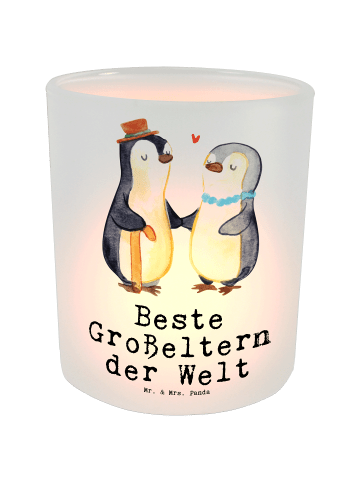 Mr. & Mrs. Panda Windlicht Balkon Pinguin Beste Großeltern der W... in Transparent