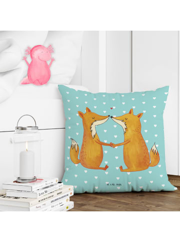 Mr. & Mrs. Panda Polsterkissen Füchse Liebe ohne Spruch in Türkis Pastell