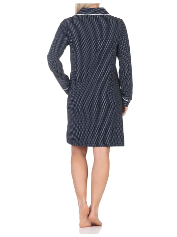 NORMANN Langarm Nachthemd durchknöpfbar Punkte Optik - 87513 in Allover