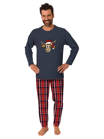 NORMANN Schlafanzug Weihnachten langarm Renntier - 88356 in navy
