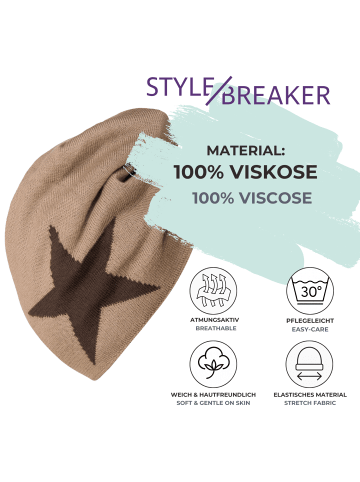 styleBREAKER Strick Beanie Mütze in Braun