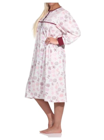 NORMANN Langarm Nachthemd klassische Design Knopfleiste am Hals - 88996 in creme