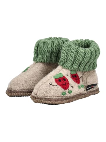 HAFLINGER Hausschuhe HÜTTENSCHUH ERDBEERE Beige/Grün