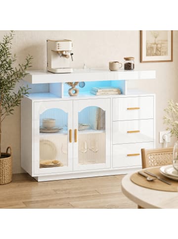 HOMCOM Sideboard-100L x 35B x 80H cm-Weiß