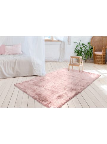 Kayoom Hochflor Teppich Tender 125 in puderrosa - rechteckig