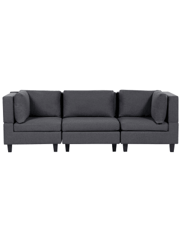Beliani 3-tlg 3-Sitzer Sofa UNSTAD in Grau/Schwarz