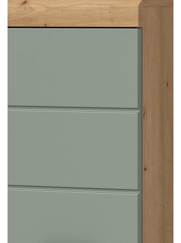 Inn.Furn Badkommode Salbei grün, Eiche Artisan 74 x 88 cm, Badschrank mit Vollauszug