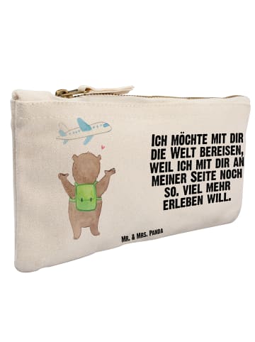 Mr. & Mrs. Panda Federtasche Bär Flugzeug mit Spruch in Weiß
