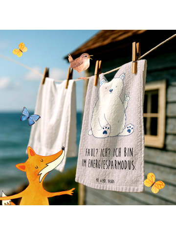 Mr. & Mrs. Panda Handtuch Eisbär Faul mit Spruch in Grau Pastell