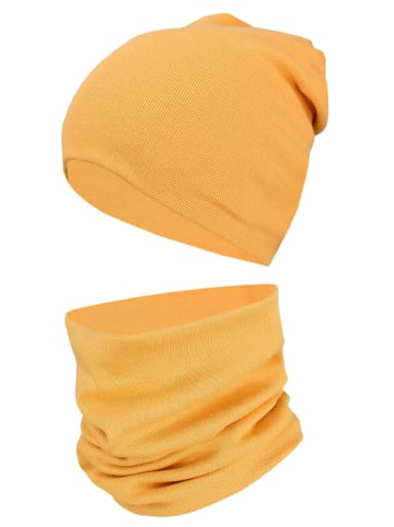 TupTam Unisex Kinder Beanie Mütze Schlauchschal Set in gelb