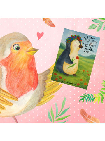 Mr. & Mrs. Panda Beileidskarte Pinguin Blumen Design mit Spruch in Weiß