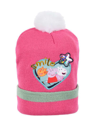 Peppa Pig Wintermütze Strick mit Bommel in Pink