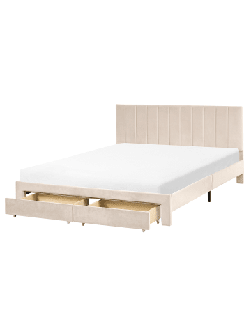 Beliani Doppelbett LONZAC in Beige - (W) 165 x (H) 90 x (L) 208 cm
