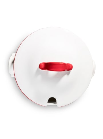 Gmundner Keramik Rubinroter Hirsch Suppentopf in Weiß