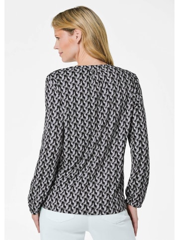 GOLDNER Elegantes Blusenshirt mit V-Ausschnitt in grau / gemustert