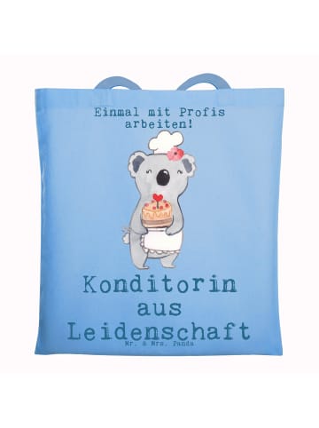 Mr. & Mrs. Panda Strandtasche Konditorin Leidenschaft mit Spruch in Sky Blue