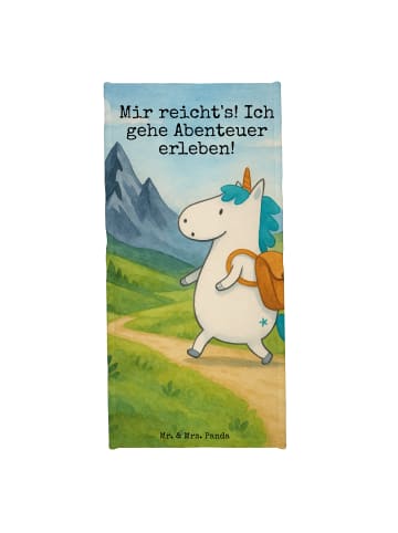Mr. & Mrs. Panda Badehandtuch Einhorn Bergsteiger Design mit Spruch in Weiß