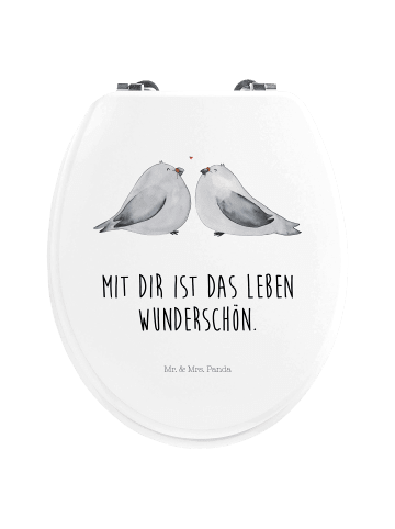 Mr. & Mrs. Panda Motiv WC Sitz Turteltauben Liebe mit Spruch in Weiß