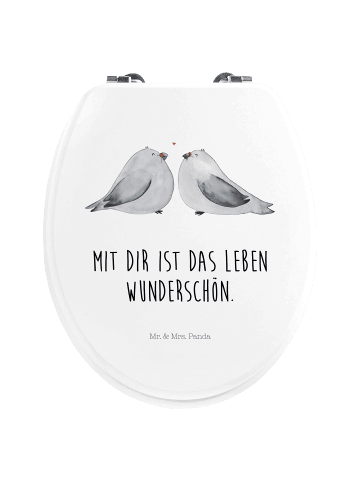 Mr. & Mrs. Panda WC Brille Turteltauben Liebe mit Spruch in Weiß