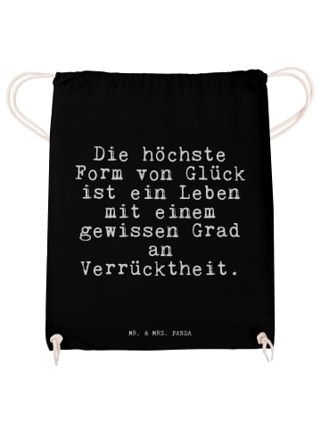 Mr. & Mrs. Panda Baumwoll-Turnbeutel Die höchste Form von... mit... in Schwarz