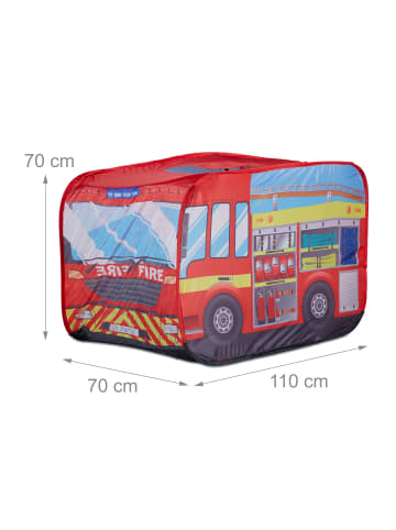 relaxdays Spielzelt Feuerwehr in Rot - (B)110 x (H)70 x (T)70 cm