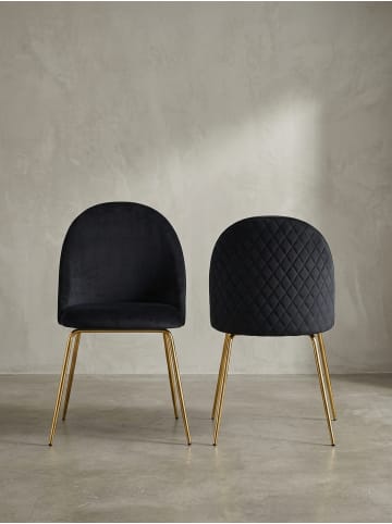 KADIMA DESIGN Design Esszimmerstuhl 2er Set Samt Gepolstert, Küchenstuhl in Schwarz