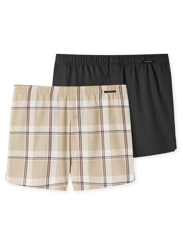 Schiesser Web-Boxershorts 2er Pack in Schwarz/Beige