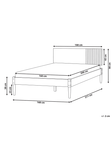 Beliani Doppelbett FLAVIGNAC in Braun - (W) 168 x (H) 90 x (L) 211 cm