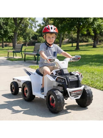 COSTWAY 6V Elektro Kinder Quad mit Anhänger ab 3 Jahren in Weiß