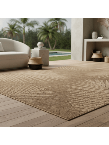 KADIMA DESIGN Flachgewebeteppich Jute-Optik Natur Bordüre Waschbar