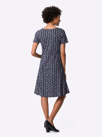 Sieh an! Jersey-Kleid in marine-ecru-bedruckt