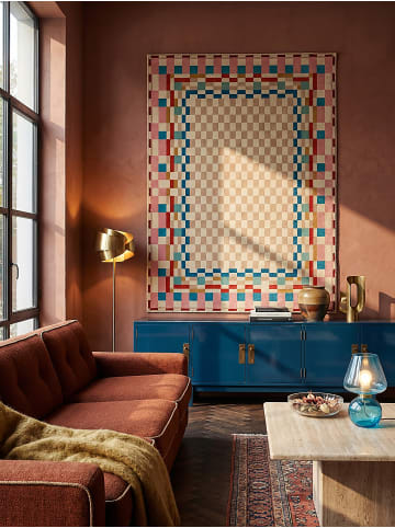 KADIMA DESIGN Wollteppich Kurzflor DAHLIA Geometrisch Karo Naturfaser Wohnzimmer in Multi