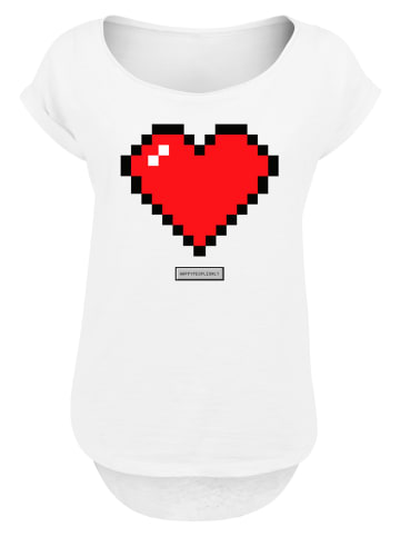 F4NT4STIC Long Cut T-Shirt Pixel Herz Good Vibes Happy People in weiß