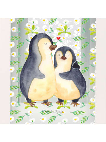 Mr. & Mrs. Panda Gartenlaterne Pinguin umarmen ohne Spruch in Transparent