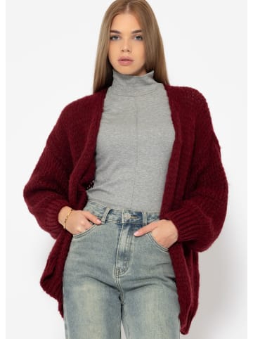 SASSYCLASSY Oversize Strick-Cardigan in Dunkelrot
