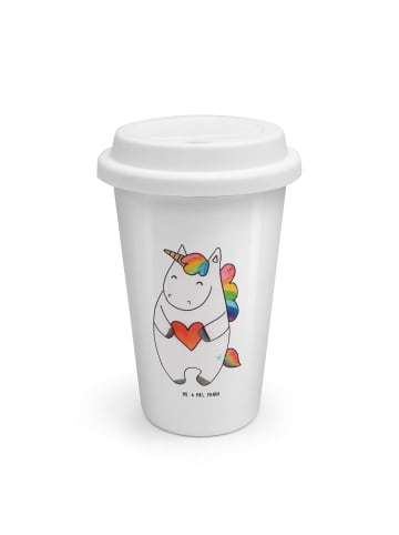 Mr. & Mrs. Panda To Go Becher Einhorn Herz ohne Spruch in Weiß