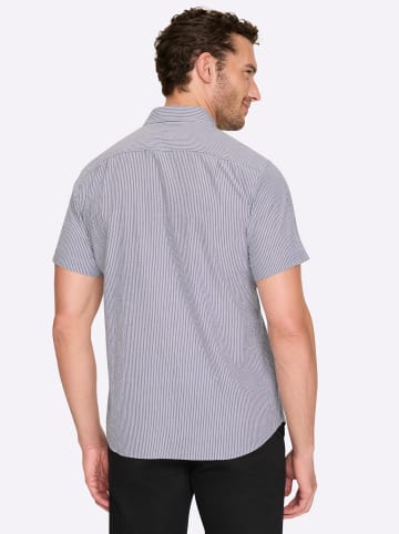 WITT WEIDEN Kurzarm-Hemd in rauchblau-weiß-gestreift
