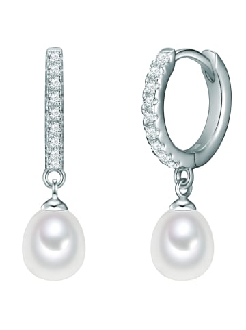 Valero Pearls Ohrringe aus Sterling Silber mit Zirkonia Süßwasser-Zuchtperle in silber