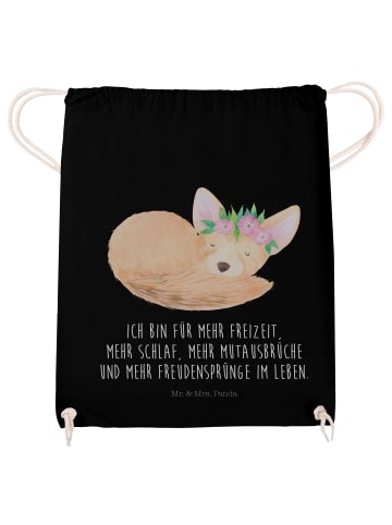 Mr. & Mrs. Panda Jutebeutel Wüstenfuchs Blumen mit Spruch in Schwarz