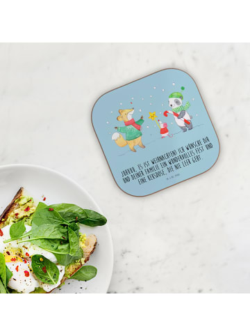 Mr. & Mrs. Panda Tischuntersetzer Winter Weihnachtsfreude mit Sp... in Eisblau