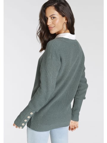 Laura Scott Strickpullover in blaugrau-melange