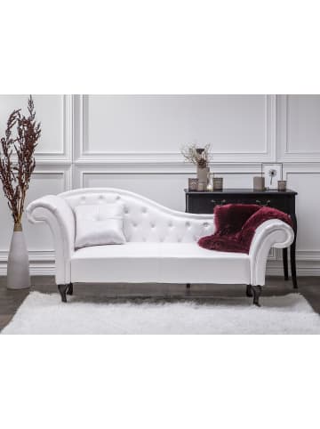 Beliani Chaiselongue LATTES in Weiß/Schwarz - (W) 188 x (H) 87 x (L) 59 cm linksseitig