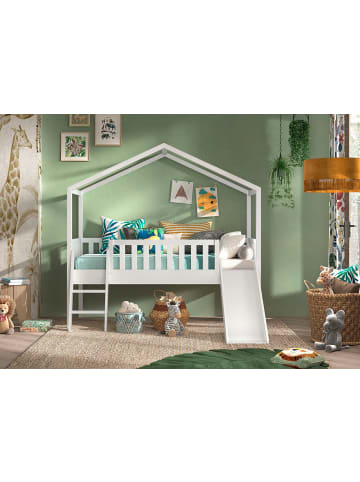 58 aufm Kessel HAUSBETT mit Rutsche Kapua 209x202x192 aus Massivholz in Weiß