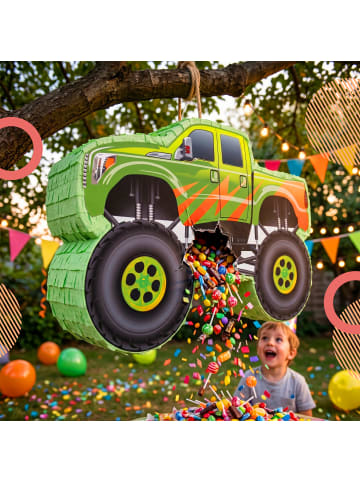 relaxdays 3-tlg. Pinata Set "Monstertruck" in Grün