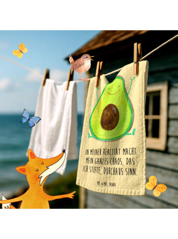 Mr. & Mrs. Panda Handtuch Avocado Glücklich mit Spruch in Gelb Pastell