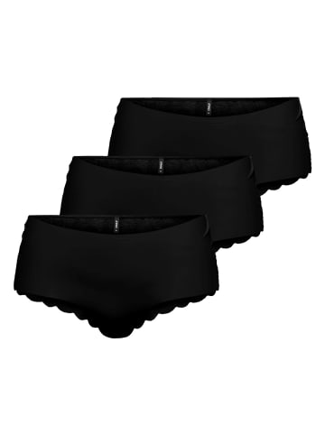 ONLY Nahtlose Spitzen Slips 3-er Pack Hipster Panty ONLCHLOE in Schwarz