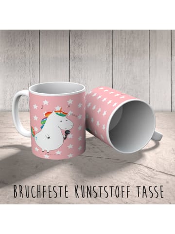 Mr. & Mrs. Panda Outdoor Tasse Einhorn Sänger ohne Spruch in Rot Pastell