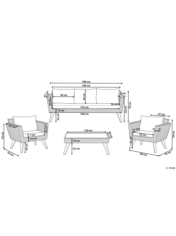 Beliani 4-tlg Sitzgruppe VITTORIA in /Grau/Beige